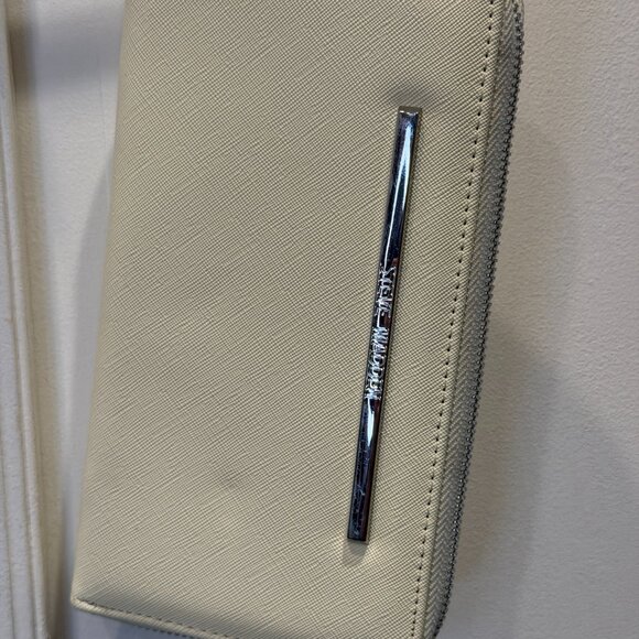 STEVE MADDEN BZIP SMOOTH ZIP AROUND WRISTLET WALLET - TAPIOCA - Picture 2 of 8